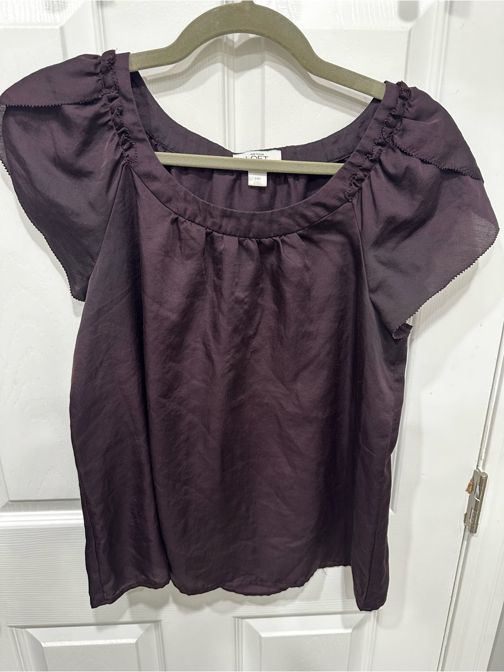 LOFT Plum Short Sleeve Scoop Neck Top